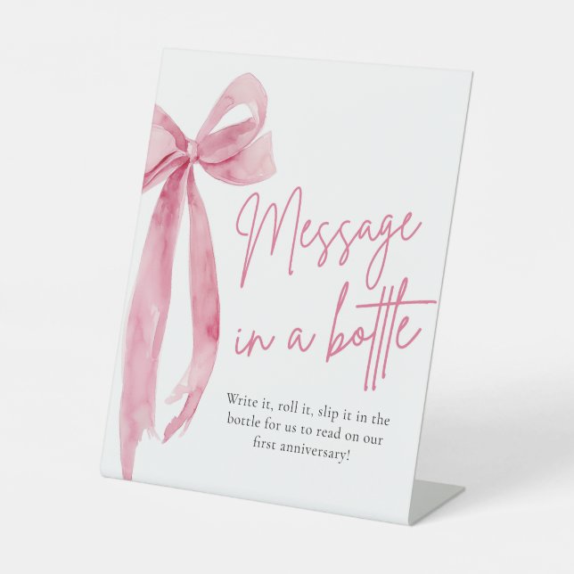 Blush Pink Bow Message In A Bottle Sign Game (Front)