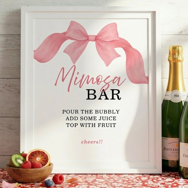 Blush Pink Bow Mimosa Bar Bridal Shower Sign (Creator Uploaded)