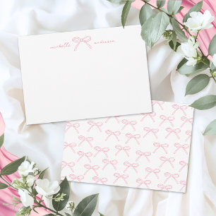 Blush Pink Bow Name Note Card