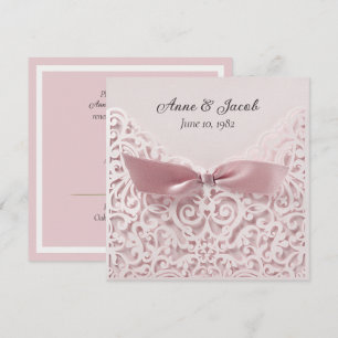 Blush Pink Bow On Lace Vow Renewal Invitation