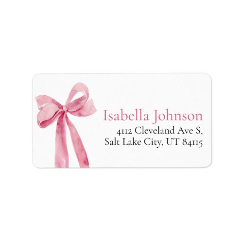 Blush Pink Bow Shes Tying the Knot  Address Label