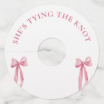 Blush Pink Bow She&#39;s Tying The Knot Bachelorette  Wine Glass Tag