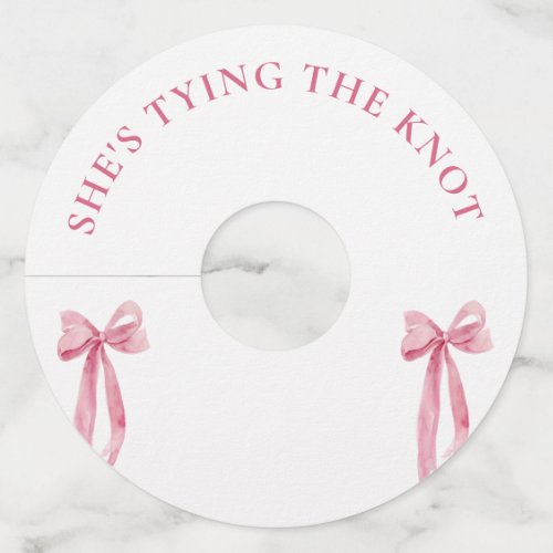 Blush Pink Bow Shes Tying The Knot Bachelorette  Wine Glass Tag