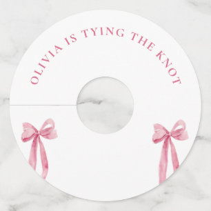 Blush Pink Bow She's Tying The Knot Bachelorette  Wine Glass Tag