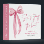Blush Pink Bow She's Tying the Knot Bridal Shower 3 Ring Binder<br><div class="desc">Stay organized in style with this Blush Pink Bow Bridal Shower 3-Ring Binder! Featuring a coquette-inspired pink bow design and elegant script, it's perfect for keeping track of plans, invitations, guest lists, and memories from your special event. A chic and practical keepsake for the bride-to-be! 🎀💍 Durable, stylish, and easy...</div>