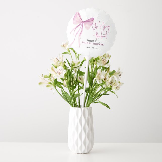 Blush Pink Bow She's Tying the Knot Bridal Shower Balloon (Vase)