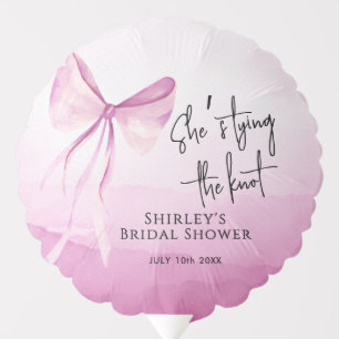 Blush Pink Bow She's Tying the Knot Bridal Shower Balloon