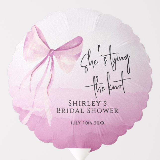 Blush Pink Bow She's Tying the Knot Bridal Shower Balloon (Front)