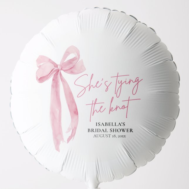 Blush Pink Bow She's Tying the Knot Bridal Shower Balloon (Front)