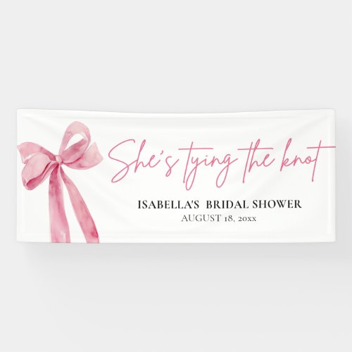 Blush Pink Bow Shes Tying the Knot Bridal Shower Banner