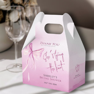 Blush Pink Bow She's Tying the Knot Bridal Shower Favor Boxes