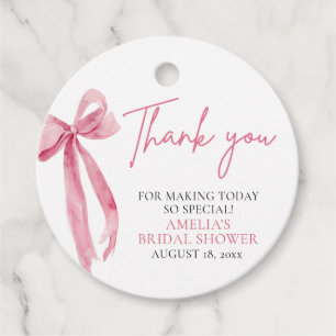 Blush Pink Bow She's Tying the Knot Bridal Shower Favor Tags