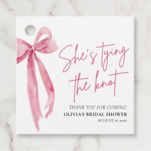 Blush Pink Bow She's Tying the Knot Bridal Shower Favor Tags