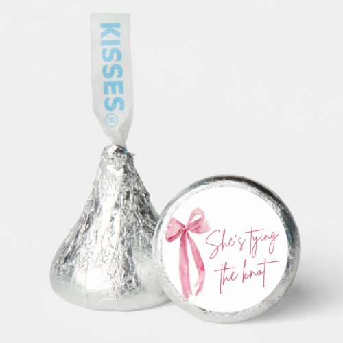Blush Pink Bow Shes Tying the Knot Bridal Shower Hersheys Kisses