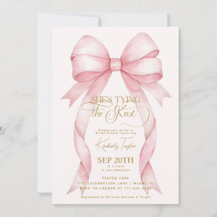 Blush Pink Bow She's Tying the Knot Bridal Shower Invitation
