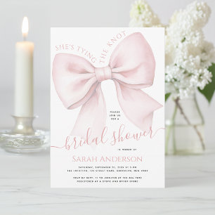 Blush Pink Bow She's Tying the Knot Bridal Shower Invitation