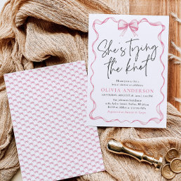 Blush Pink Bow She&#39;s Tying the Knot Bridal Shower Invitation
