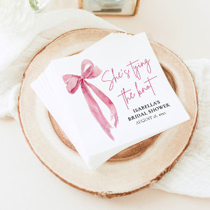 Blush Pink Bow She's Tying the Knot Bridal Shower Napkins