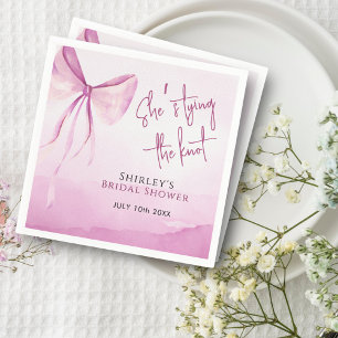 Blush Pink Bow She's Tying the Knot Bridal Shower Napkins