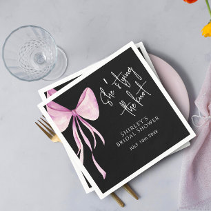Blush Pink Bow She's Tying the Knot Bridal Shower Napkins
