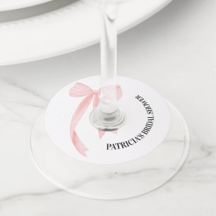 Blush Pink Bow She's Tying the Knot Bridal Shower Wine Glass Tag
