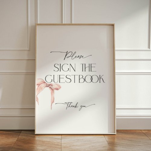 Blush Pink Bow Sign the Guestbook Pedestal Sign
