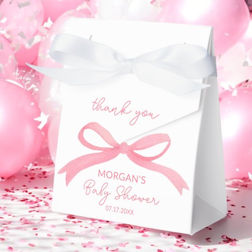 Blush Pink Bow Watercolor Baby Shower Favor Boxes