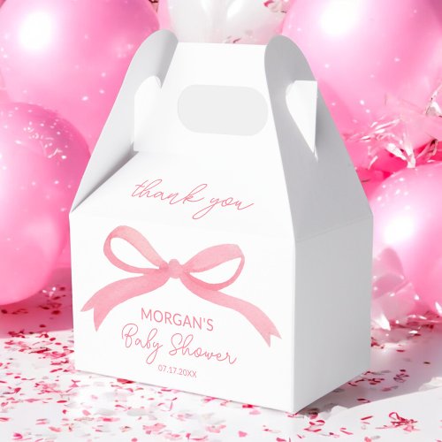 Blush Pink Bow Watercolor Baby Shower Favor Boxes