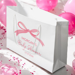 Blush Pink Bow Watercolor Baby Shower Large Gift Bag