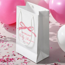 Blush Pink Bow Watercolor Baby Shower Small Gift Bag