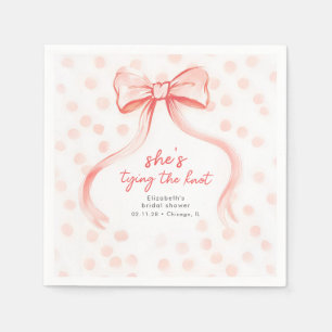 Blush Pink Bow Whimsical Minimalist Bridal Shower Napkins