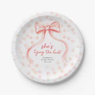 Blush Pink Bow Whimsical Minimalist Bridal Shower Paper Plates