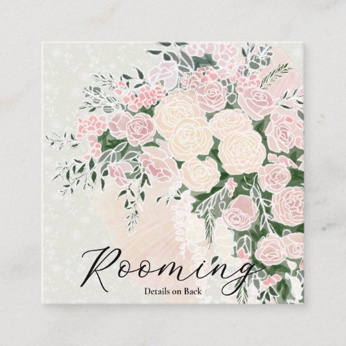 Blush Pink bow Wisteria roses Enclosure Card