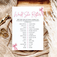 Blush Pink Bow Would She Rather Bridal Shower Game