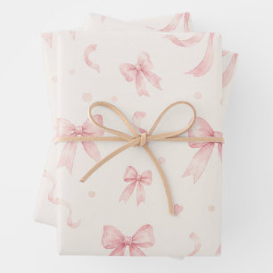 Blush Pink Bow Wrapping Paper Simple Coquette