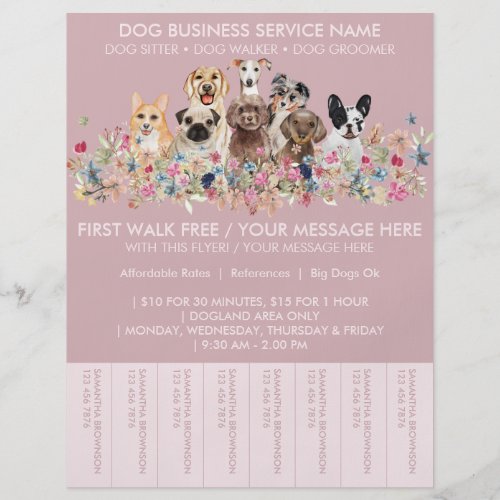 Blush Pink Breeds Dog Walker Budget Tickets Flyer