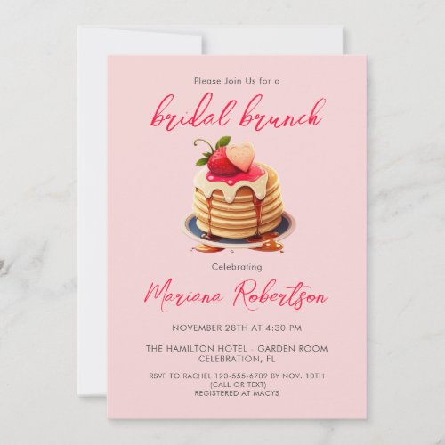 Blush Pink Bridal Brunch Pancakes Bridal Shower Invitation