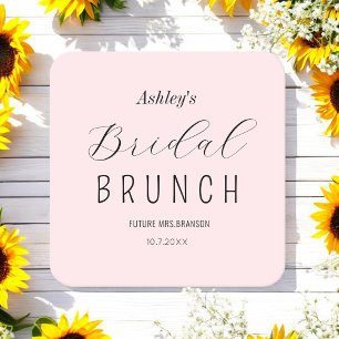 Blush Pink Bridal Brunch Paper Coaster