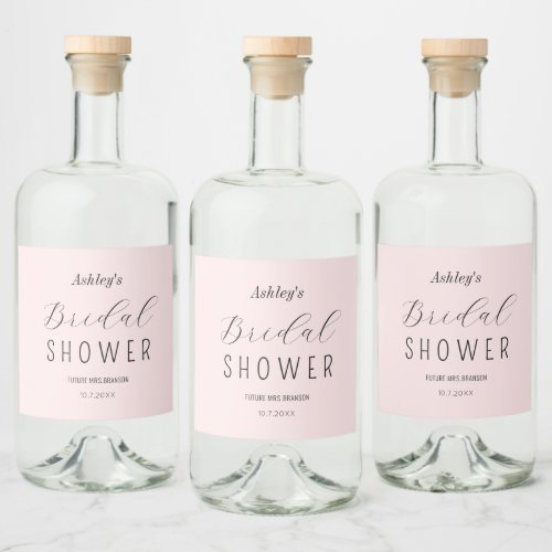 Blush Pink Bridal Shower Brunch Liquor Bottle Label