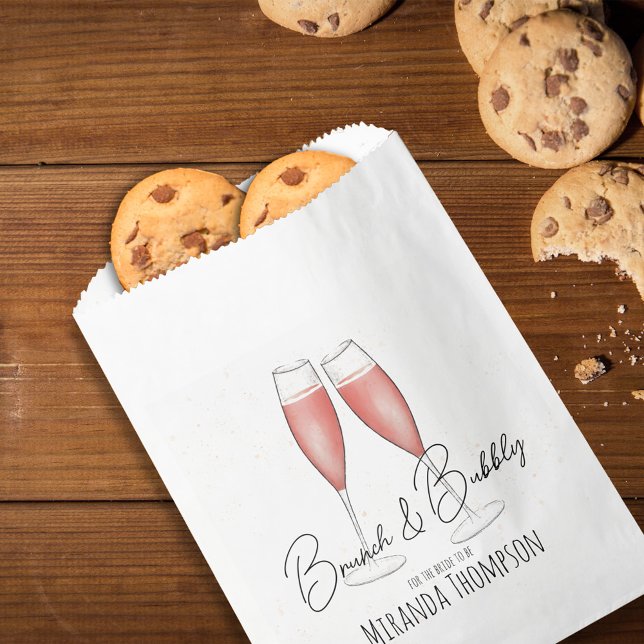 Blush Pink Bridal Shower Classic Brunch and Bubbly Favor Bag (Bridal shower brunch and bubbly pink champagne favor bag)