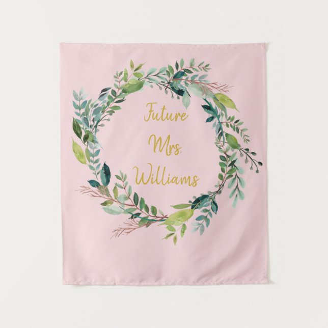 Blush Pink Bridal Shower Girly Photo Booth Prop Tapestry (Front)