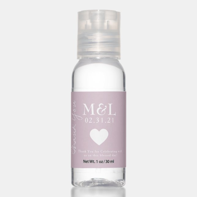 Blush Pink Bridal Shower Heart Logo Hand Sanitizer (Front)
