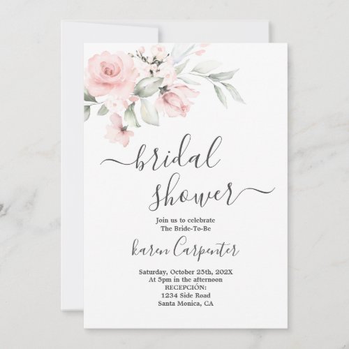 Blush Pink Bridal Shower Invitation