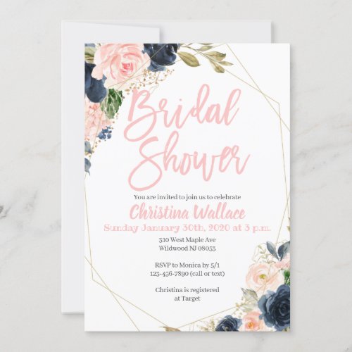 Blush Pink Bridal Shower Invitations