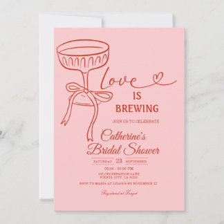 Blush Pink Bridal Shower Love Is Brewing Theme Invitation