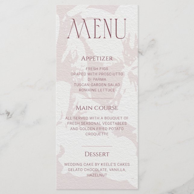 Blush Pink Bridal Shower Menu Card (Front)