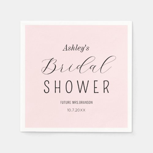 Blush Pink Bridal Shower Minimalist  Napkins