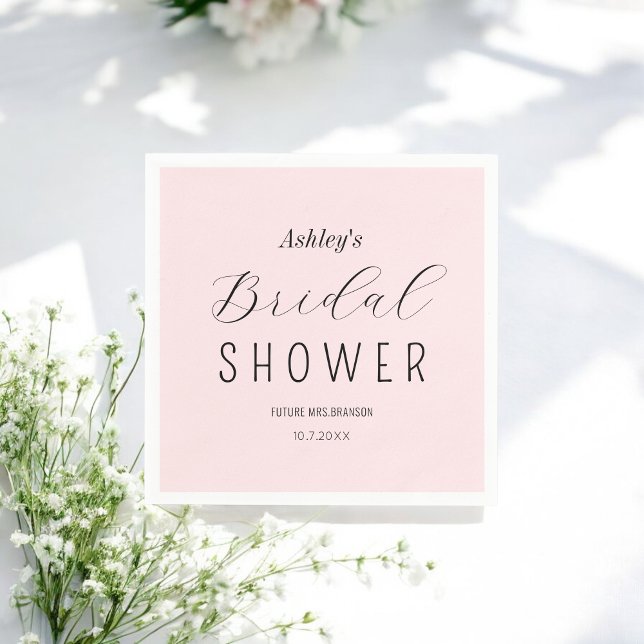 Blush Pink Bridal Shower Minimalist  Napkins (Creator Uploaded)