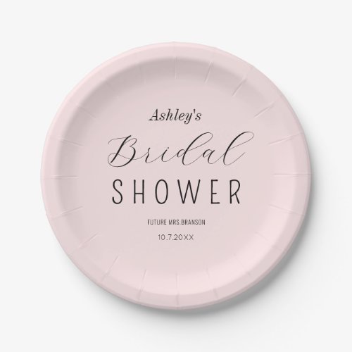 Blush Pink Bridal Shower Paper Plate