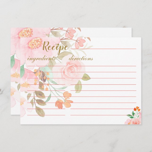 Blush Pink Bridal shower recipe card request (Front/Back)